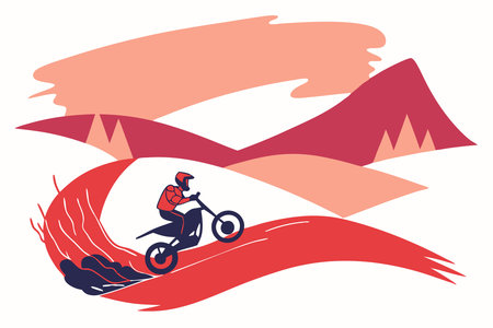 Mountain motorbike sport watercolor paint concept illustration art on white backgroundのイラスト素材