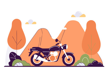 Mountain motorbike sport watercolor paint concept illustration art on white backgroundのイラスト素材