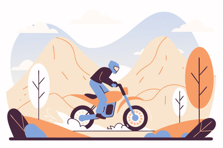 Mountain motorbike sport watercolor paint concept illustration art on white backgroundのイラスト素材