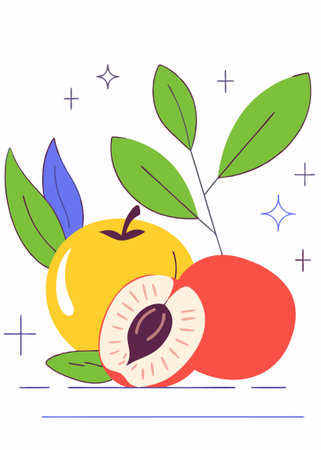 Peach watercolor clipart concept illustration art on white backgroundのイラスト素材