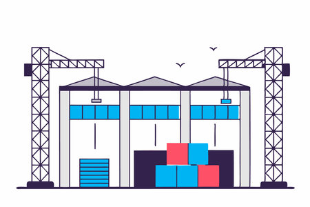 Warehouse outside concept illustration art on white backgroundのイラスト素材