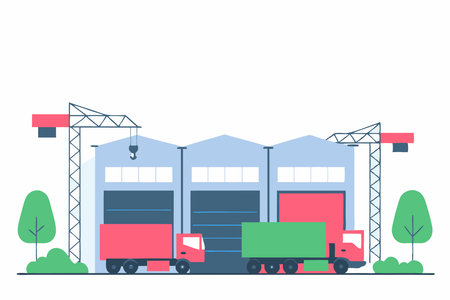 Warehouse outside concept illustration art on white backgroundのイラスト素材