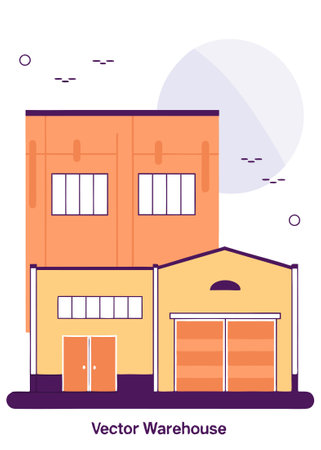 Warehouse outside concept illustration art on white backgroundのイラスト素材
