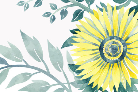 Watercolor sunflower floral concept illustration art on white backgroundのイラスト素材