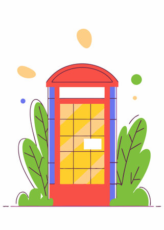 Telephone cabinet watercolor paint concept illustration art on white backgroundのイラスト素材
