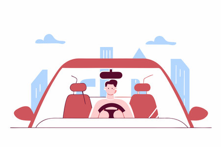 Illustration of City driver concept on white backgroundのイラスト素材
