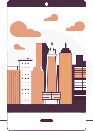 Illustration of City skyline concept on white backgroundのイラスト素材