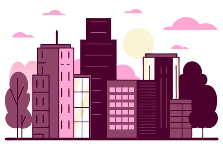 Illustration of City skyline concept on white backgroundのイラスト素材