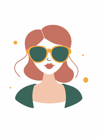Cute girl with sunglasses. Vector illustration in a flat style.のイラスト素材