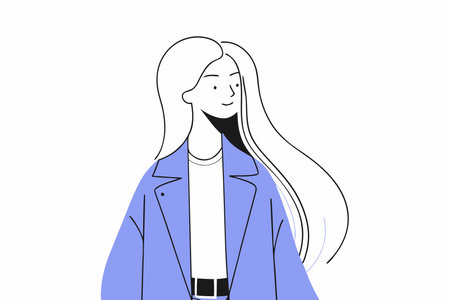 Vector illustration of a girl in a blue coat. A girl in a blue coat.のイラスト素材
