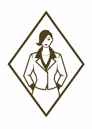 Business woman in a suit on a rhombus. Vector illustrationのイラスト素材