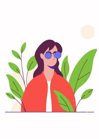 Portrait of a woman with glasses. Vector illustration in a flat styleのイラスト素材