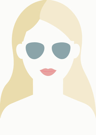 a woman with sunglasses on a white background, vector illustration of a womanのイラスト素材