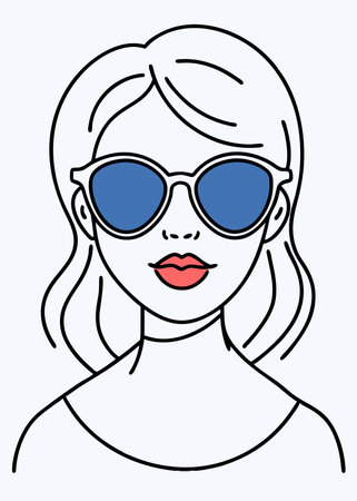 Beautiful woman with sunglasses. Vector illustration of a girl in sunglasses.のイラスト素材
