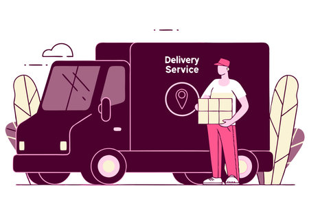Illustration of Delivery service concept on white backgroundのイラスト素材