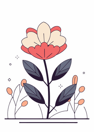 Minimalist flower illustration on white backgroundのイラスト素材