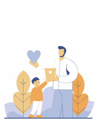 Minimalist father line art on white backgroundのイラスト素材