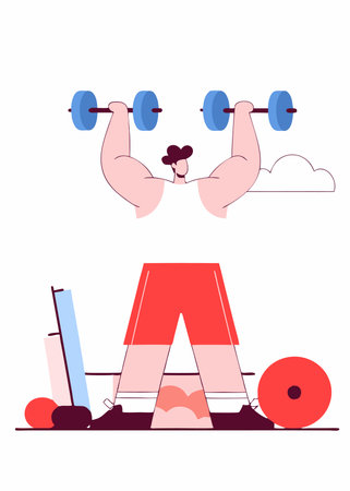 Illustration of Man Working Out Gym on white backgroundのイラスト素材