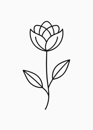 Minimalist flower illustration on white backgroundのイラスト素材