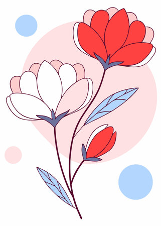 Minimalist flower illustration on white backgroundのイラスト素材