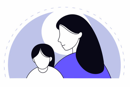 Minimalist mother line art on white background