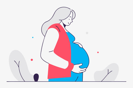 Minimalist pregnant women line art on white backgroundのイラスト素材