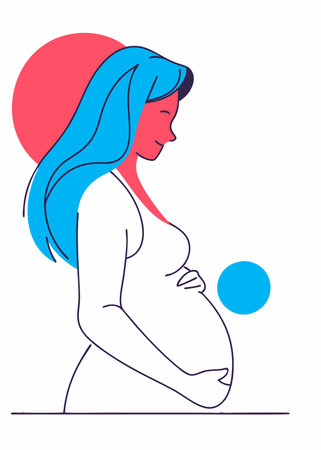 Minimalist pregnant women line art on white backgroundのイラスト素材