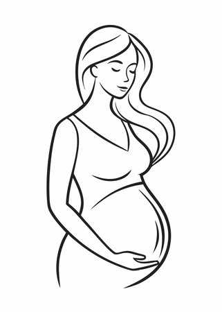 Pregnant women line art on white backgroundのイラスト素材
