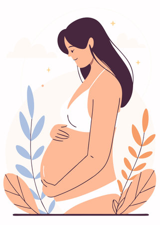 Pregnant women line art on white backgroundのイラスト素材