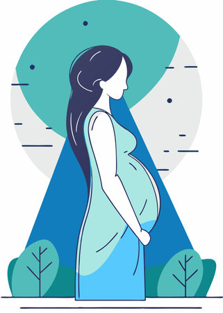 Pregnant women line art on white backgroundのイラスト素材