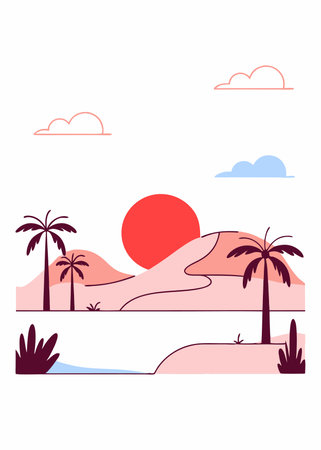 Vector illustration of Minimalist Saudi Arabia natureのイラスト素材