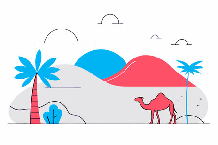Vector illustration of Minimalist Saudi Arabia natureのイラスト素材