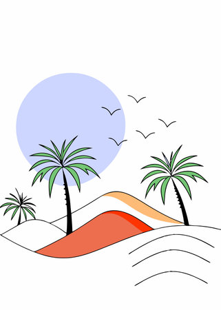 Vector illustration of Minimalist Saudi Arabia natureのイラスト素材