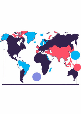 Illustration of vector political world map concept on white background