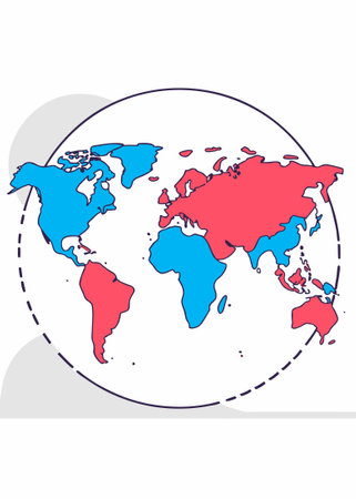 Illustration of vector political world map concept on white backgroundのイラスト素材