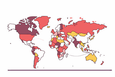 Illustration of vector political world map concept on white backgroundのイラスト素材