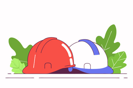 Construction helmet icon in flat style Safety cap concept illustration art on white backgroundのイラスト素材