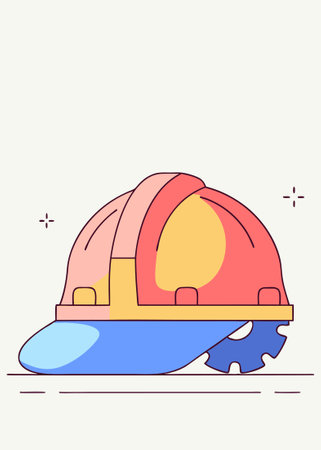 Construction helmet icon in flat style Safety cap concept illustration art on white backgroundのイラスト素材