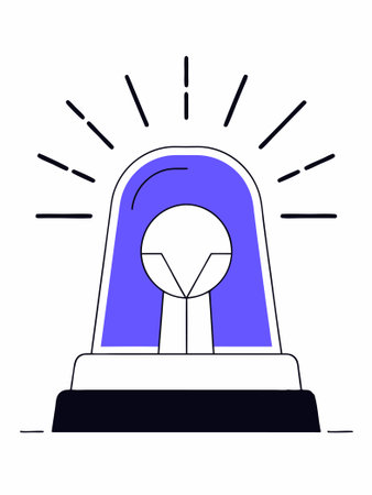 Emergency alarm icon in flat style Alert lamp concept illustration vector art on white backgroundのイラスト素材