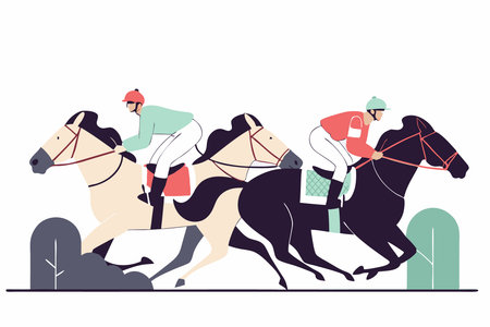 Horse racing jockeys riding concept illustration vector art on white backgroundのイラスト素材