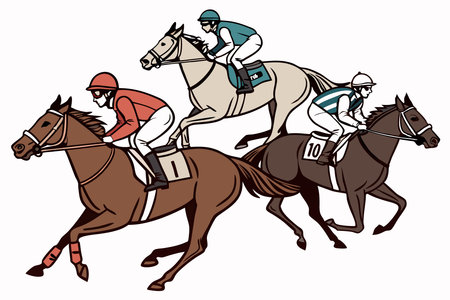 Horse racing jockeys riding concept illustration vector art on white backgroundのイラスト素材