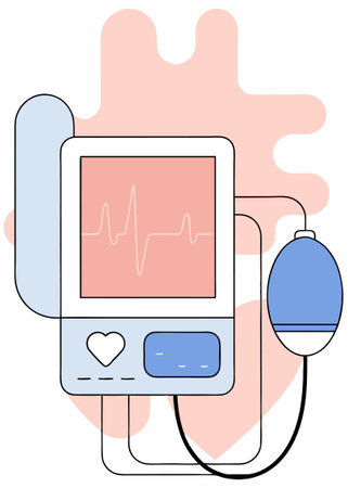 Illustration of vector Arterial blood pressure icon in flat style Heartbeat monitor concept on white backgroundのイラスト素材