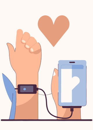 Illustration of vector Arterial blood pressure icon in flat style Heartbeat monitor concept on white backgroundのイラスト素材