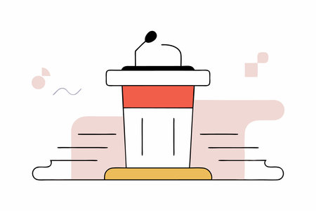 Speaker icon in flat style Conference podium concept illustration vector art on white backgroundのイラスト素材