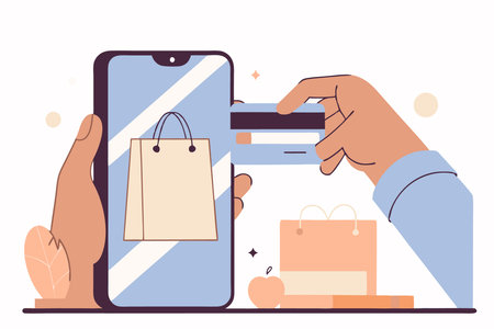 Mobile payment icon in flat style Online shopping concept illustration vector art on white backgroundのイラスト素材