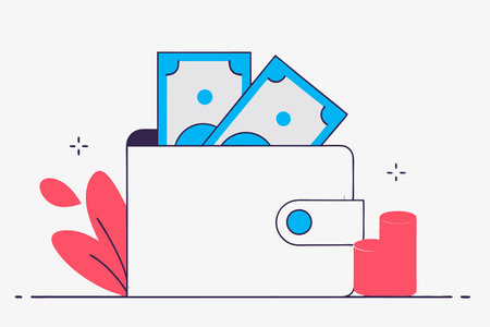 Wallet with money icon in flat style concept illustration vector art on white background