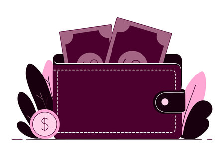 Wallet with money icon in flat style concept illustration vector art on white backgroundのイラスト素材