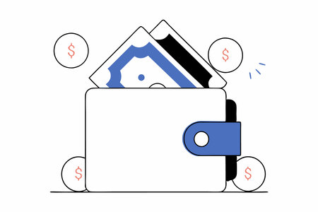 Wallet with money icon in flat style concept illustration vector art on white background