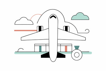 Flat design airplane silhouette concept illustration vector art on white backgroundのイラスト素材