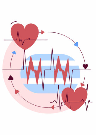 Heart beat cardiogram cardiac cycle medical icon concept illustration vector art on white background